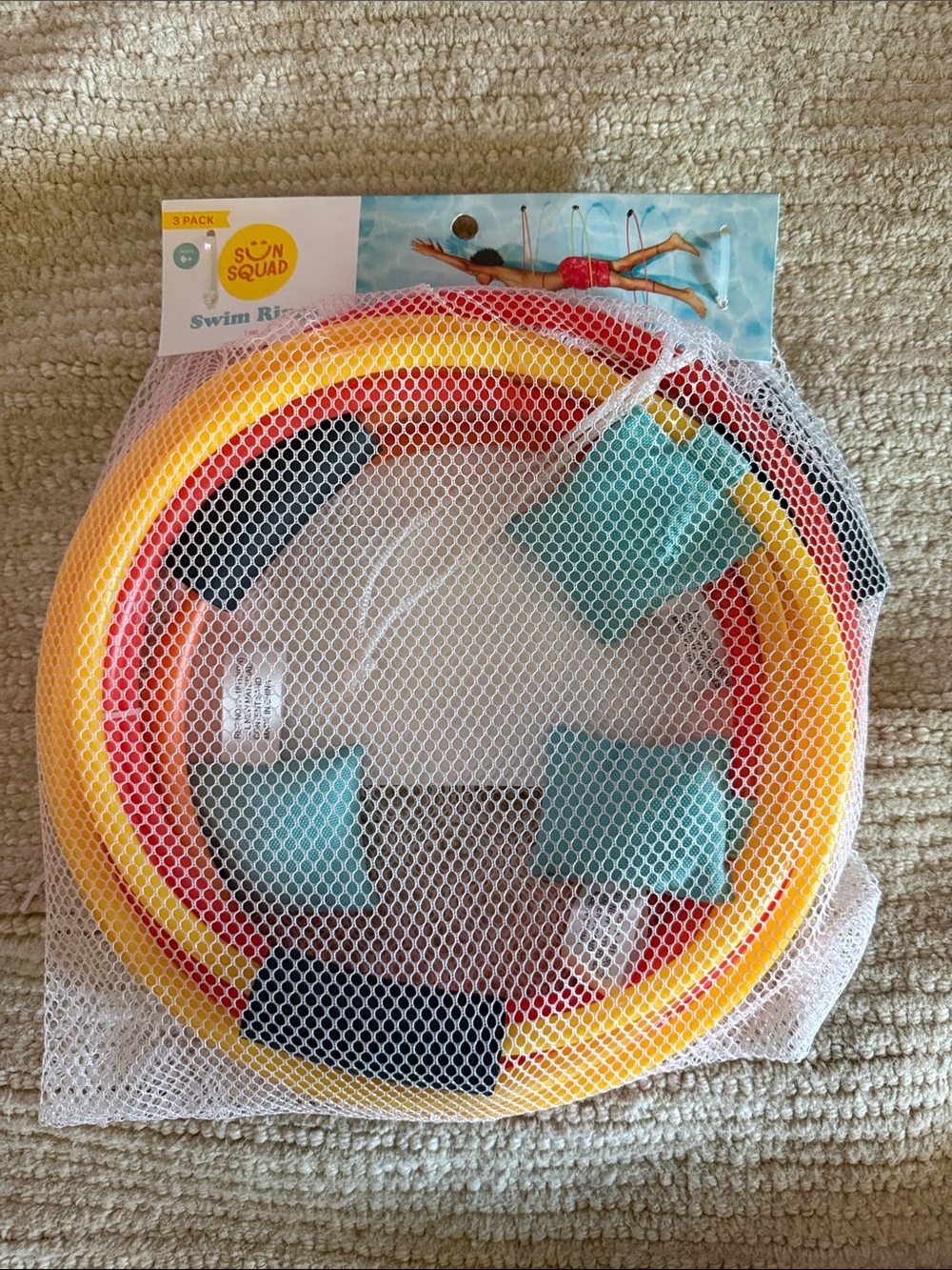 Sun Squad Kids Swim Ring - Yellow & Red